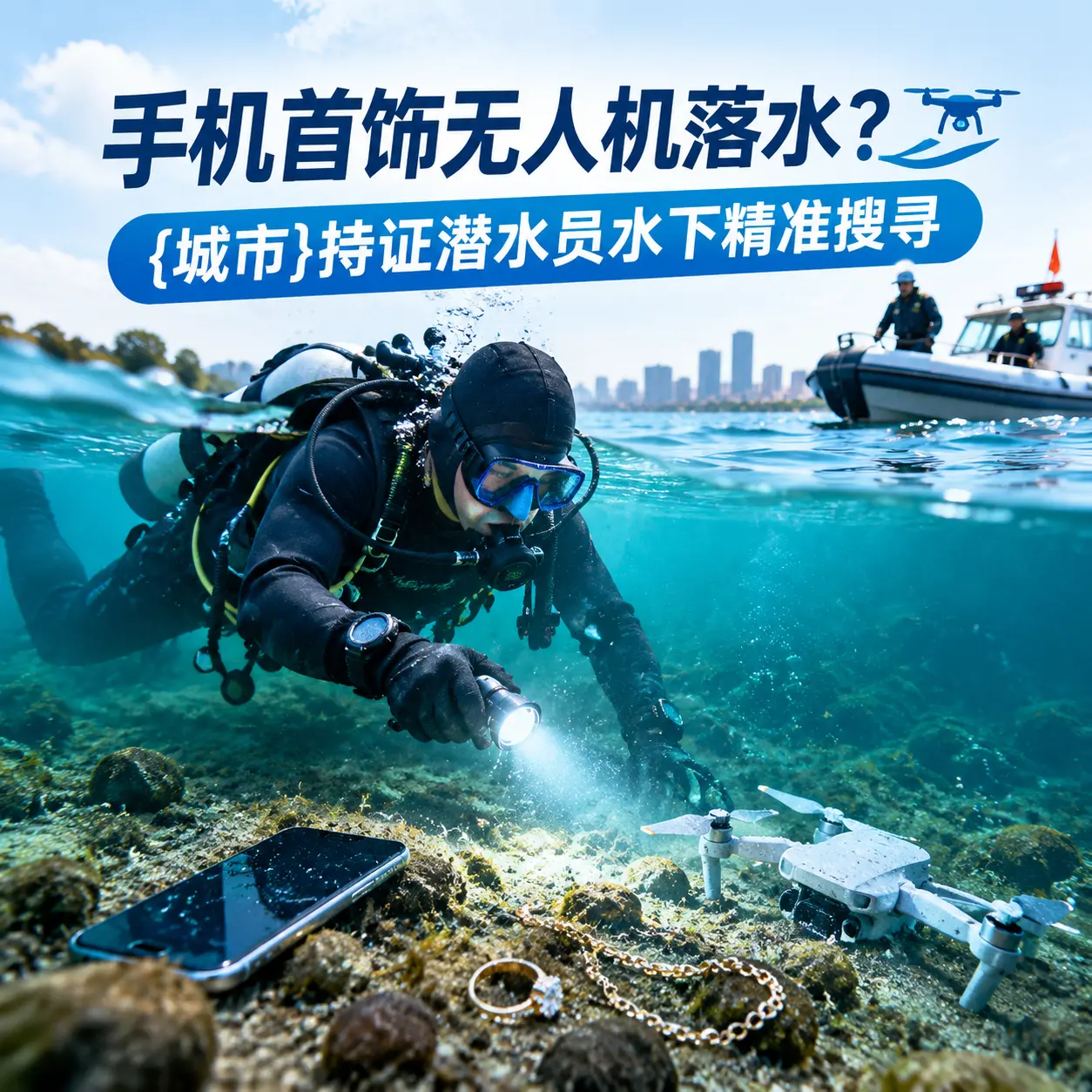 手机首饰无人机落水？潜江持证潜水员水下精准搜寻